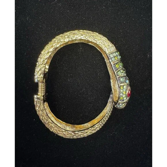 KJL Kenneth Jay Lane Jeweled Snake Serpent Bracelet SET Box Papers 1990s Vintage - Picture 6 of 16